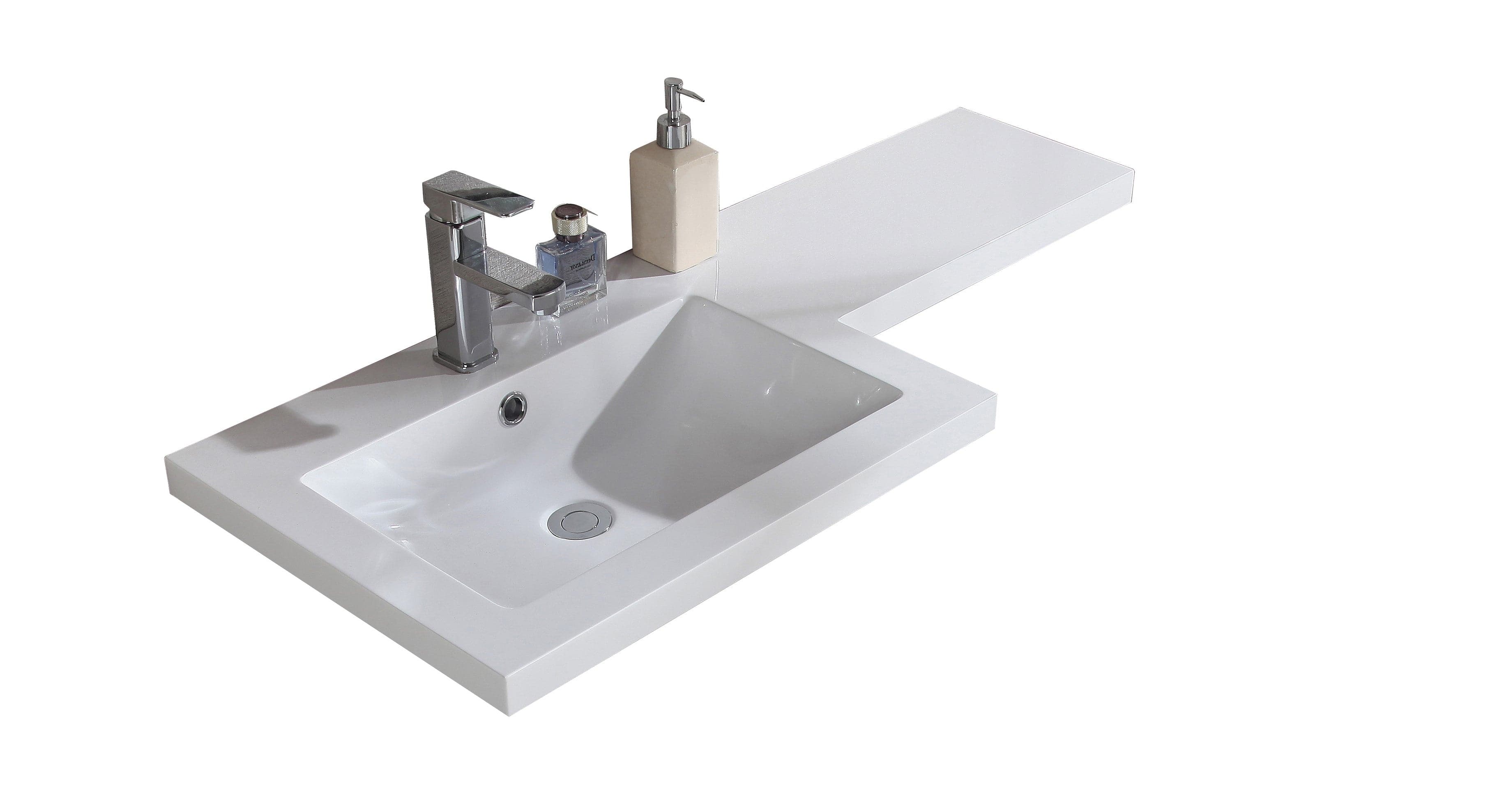 Gamma L Shape Vanity & WC Unit LH Gloss White: Modern bathroom furniture set, space-saving design, ideal for UK homes. Buy online!