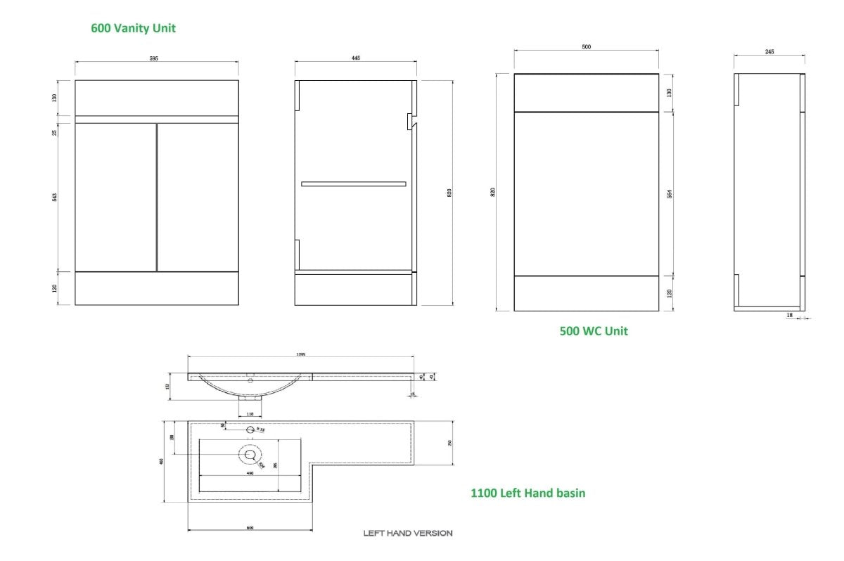 Gamma L Shape Vanity & WC Unit with Toilet - RH - Gloss White, featuring a sleek, modern design, perfect for contemporary bathrooms. Shop luxury bathroom suites in the UK.