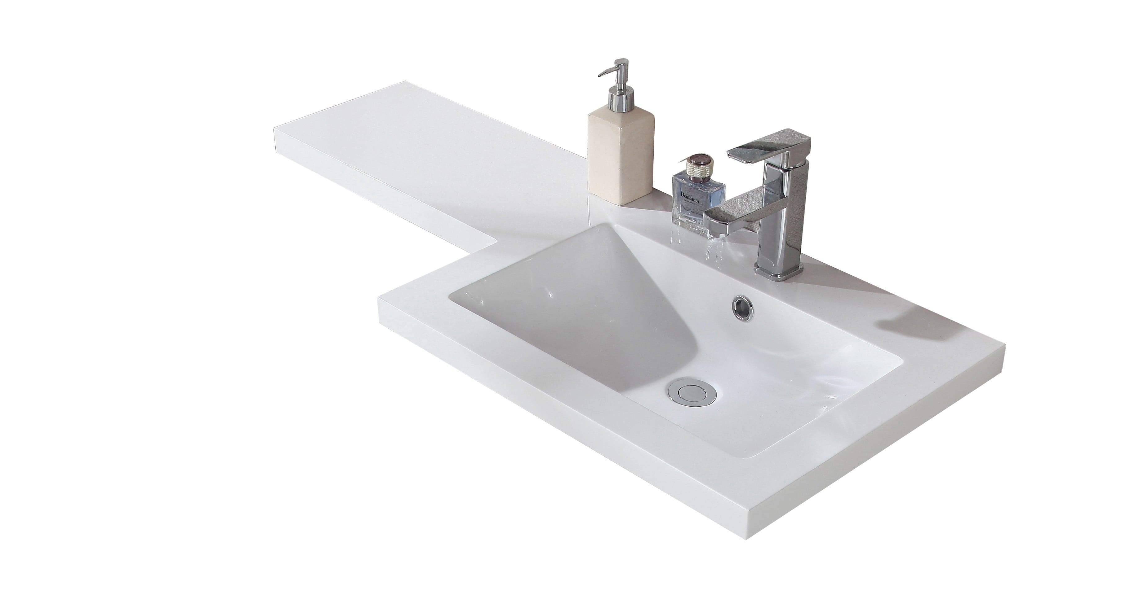 Gamma L Shape Vanity & WC Unit with Toilet - RH - Gloss White, sleek modern design, space-saving solution, perfect for contemporary UK bathrooms - bathroom4less.co.uk