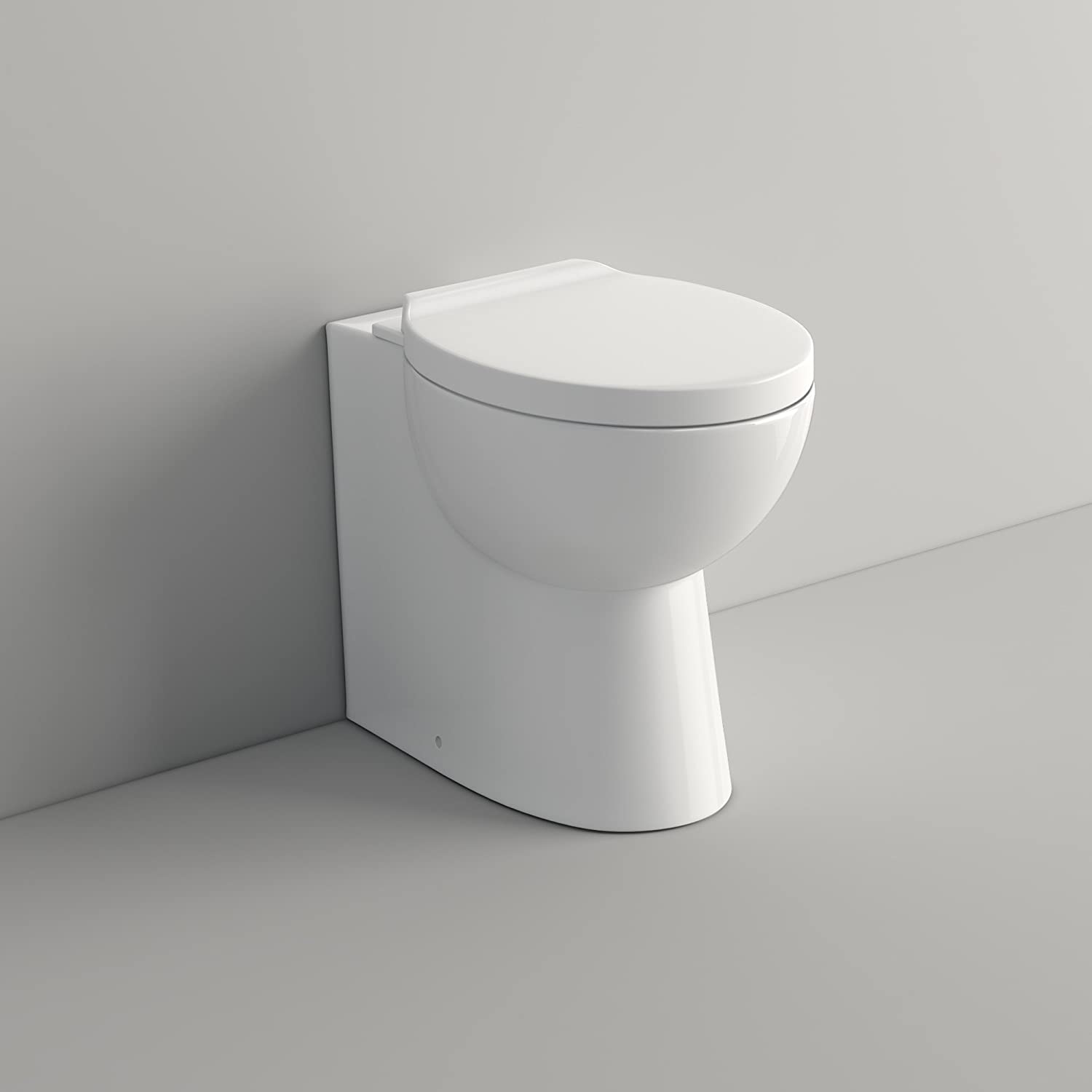 Modern WC Unit with Back to Wall Toilet & Soft Close Seat, Gloss White. Ideal bathroom solution with contemporary design, UK trend.