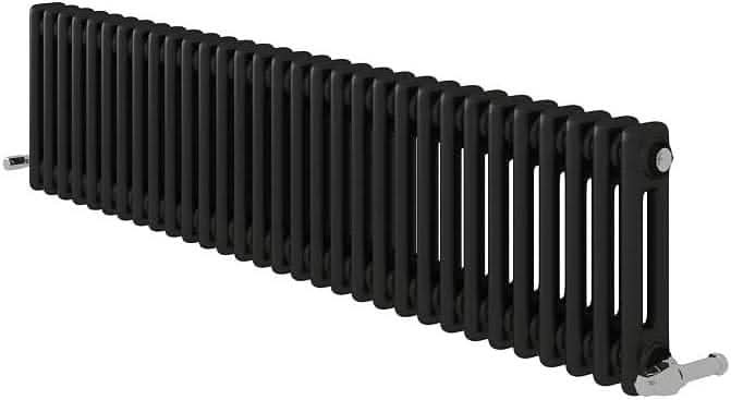 iBathUK Regency Horizontal Column Radiator, Double Panel Radiators, Slim Radiator for Bathroom,Kitchen,Living Room with Radiator Valve - Anthracite