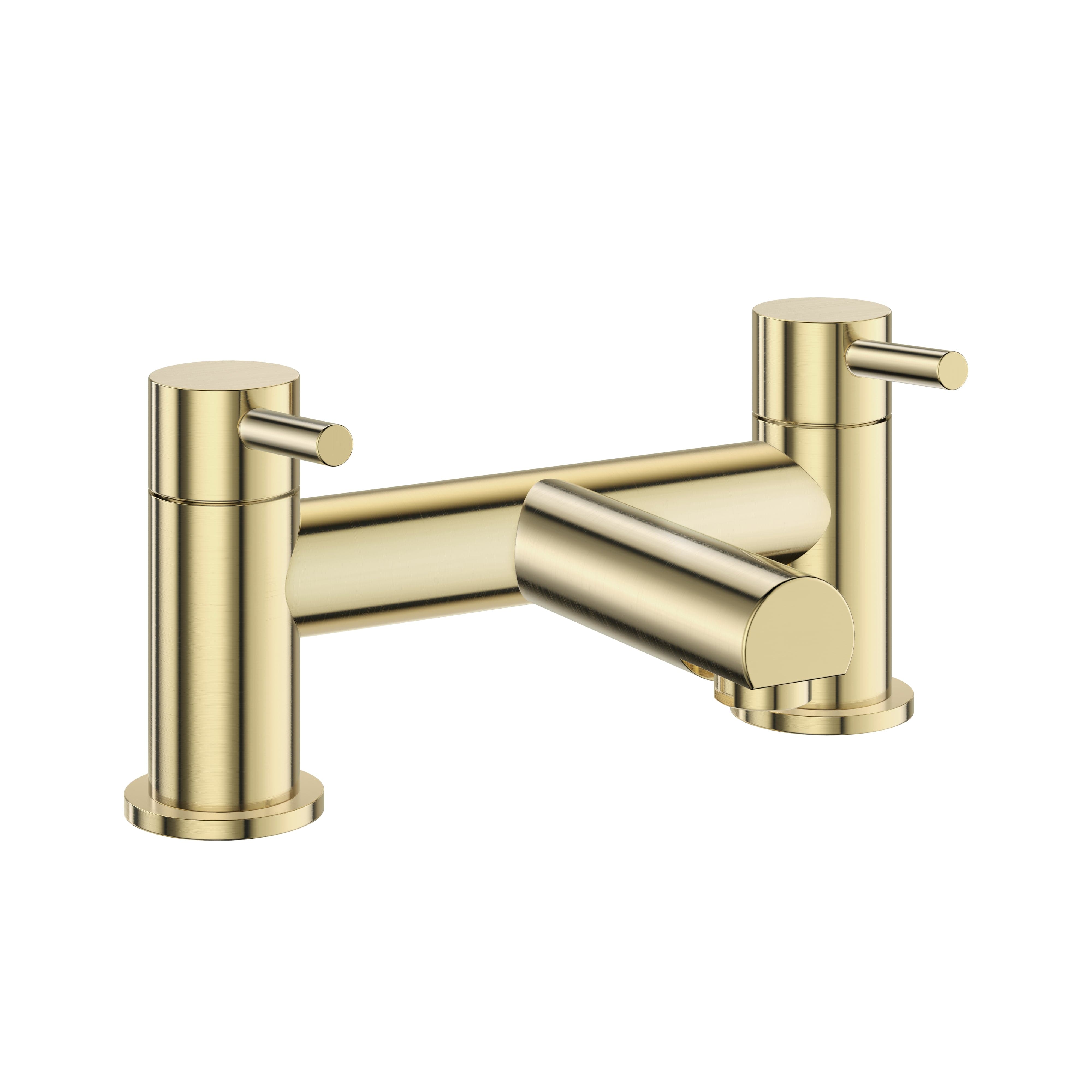 Dixon Round Bath Filler Mixer Tap in Brushed Brass, stylish addition for modern bathrooms. Buy now at Bathroom4Less.