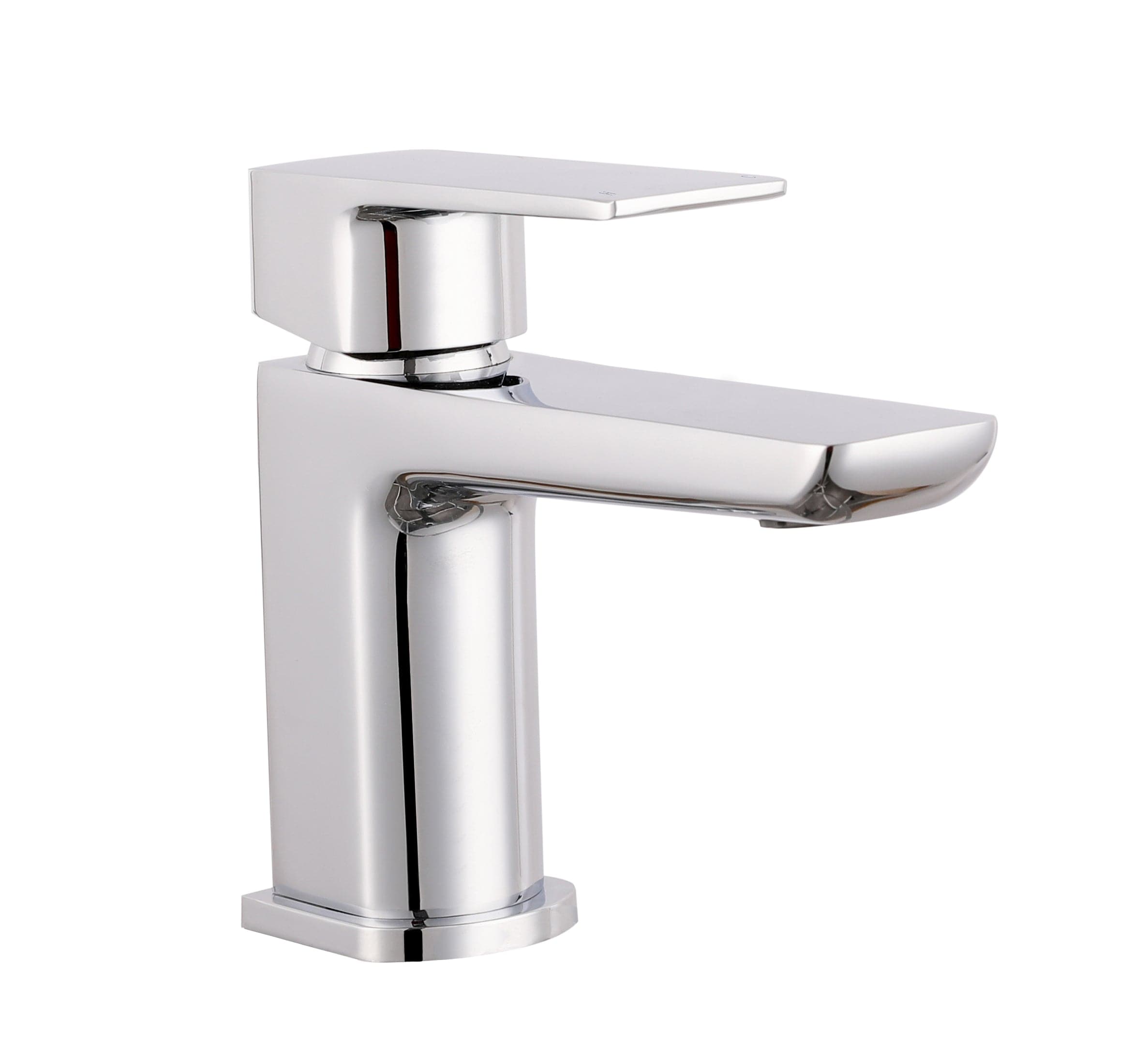 Chrome Lunar Soft Square Mono Basin Mixer Tap with Waste, modern design, bathroom fittings, UK.