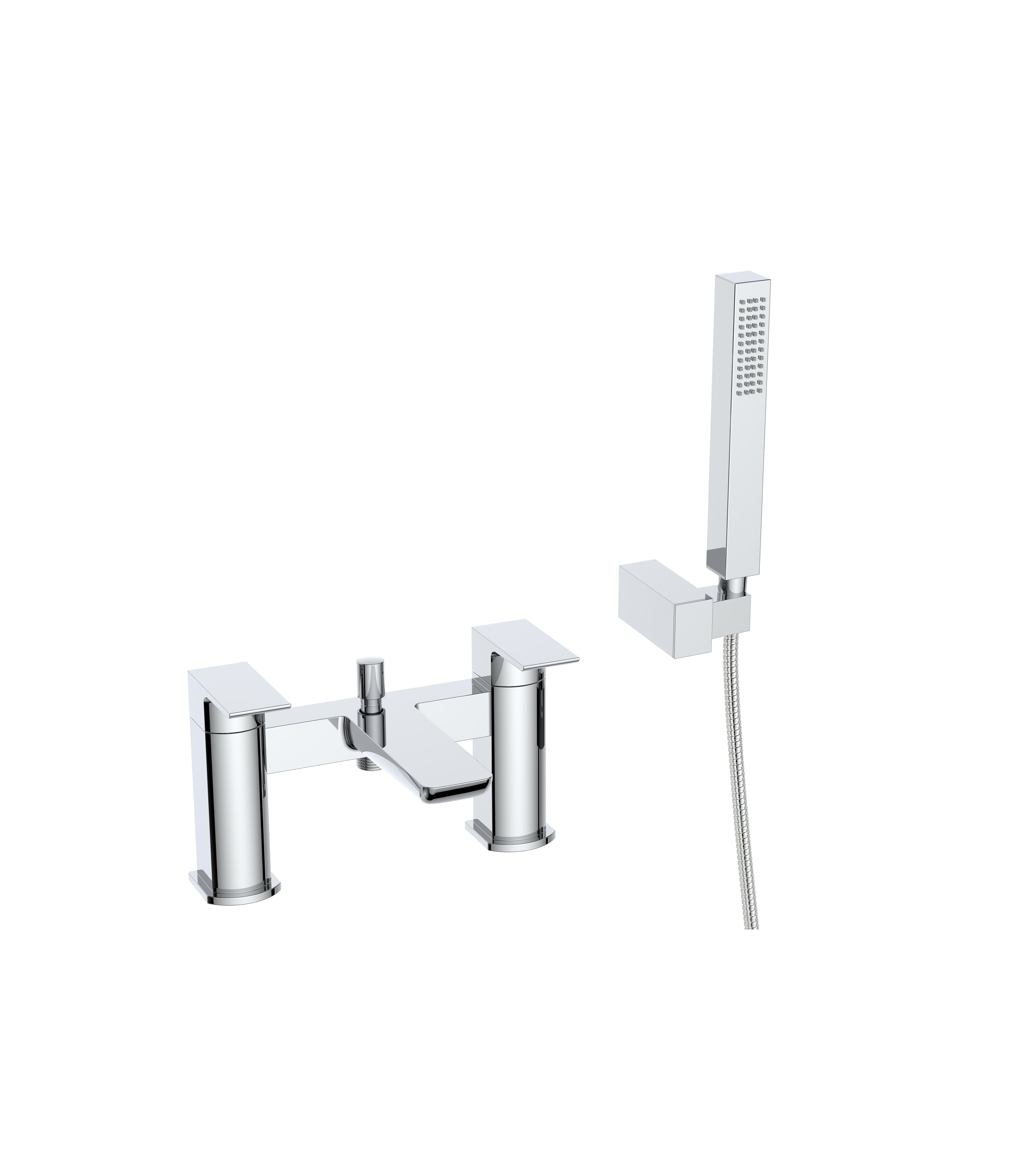 Lunar Soft Square Bath Shower Mixer Tap with Kit - Chrome. Stylish bathroom essential for modern homes. Buy now at Bathroom4Less.