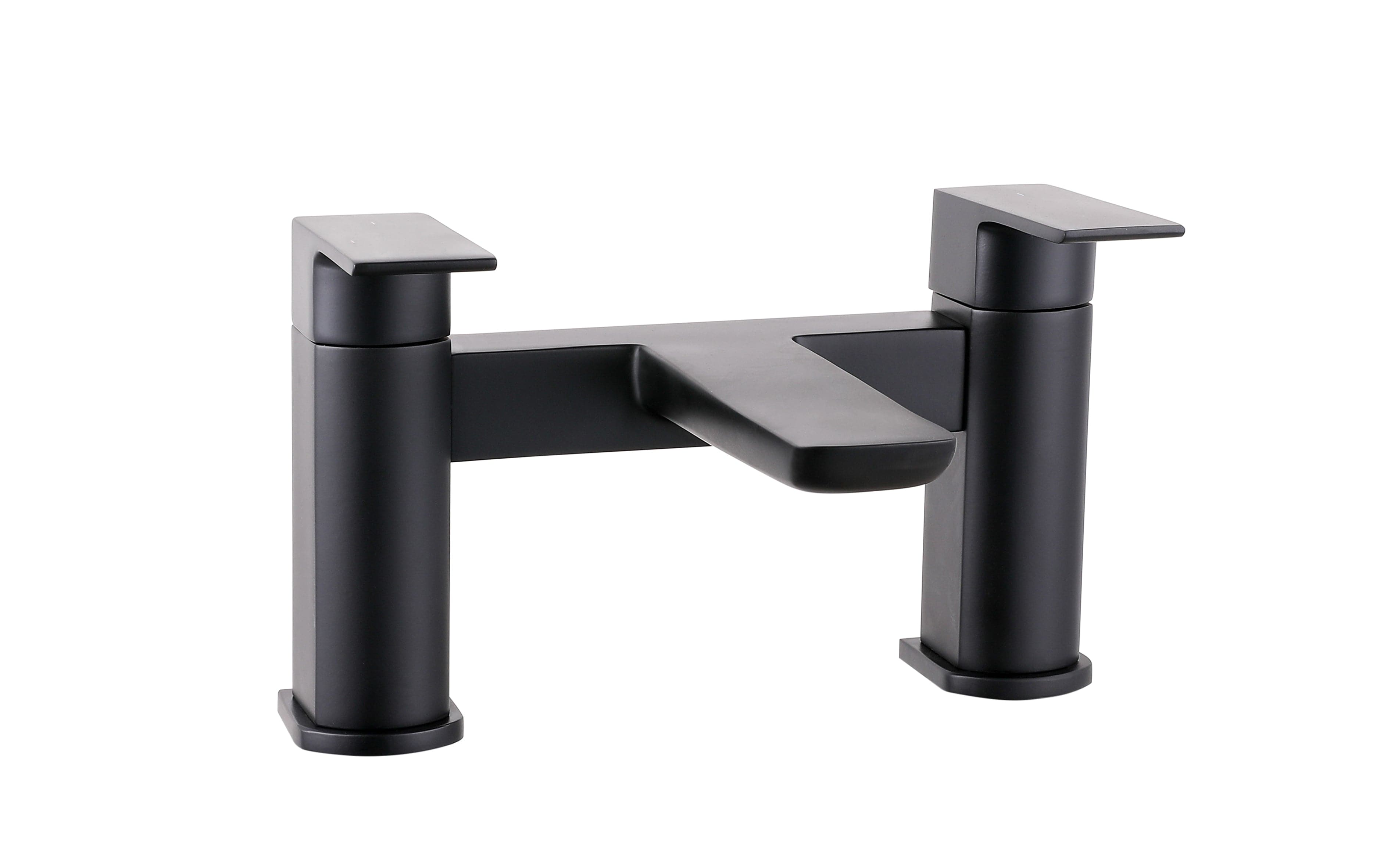 Lunar Soft Square Bath Filler Mixer Tap in Matt Black finish, modern design, perfect for stylish UK bathrooms, combines luxury with functionality - Bathroom4less.co.uk.