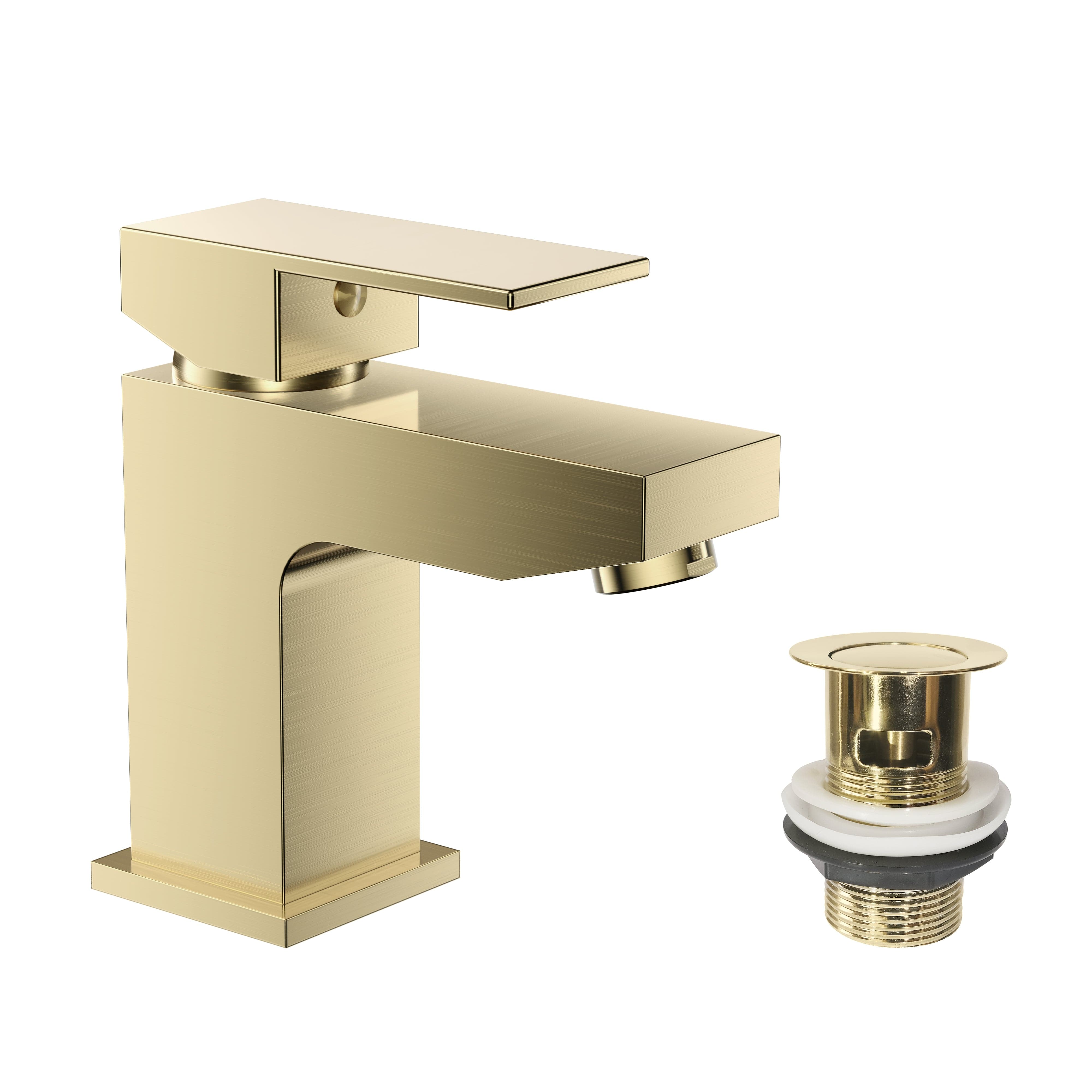 Modern Munro Mono Basin Mixer Tap in Brushed Brass finish for contemporary bathrooms. Buy online for stylish upgrades.