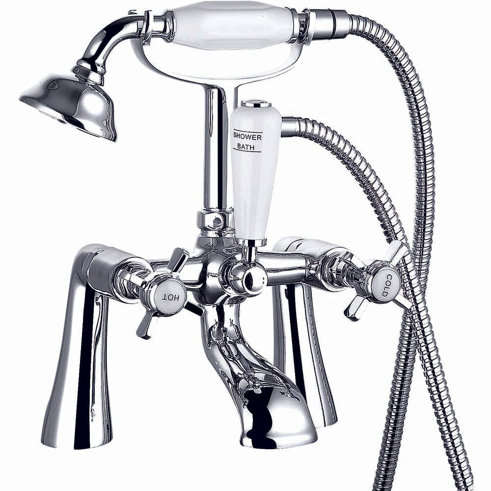 Regency Traditional Bath Shower Mixer Tap with Kit - Chrome