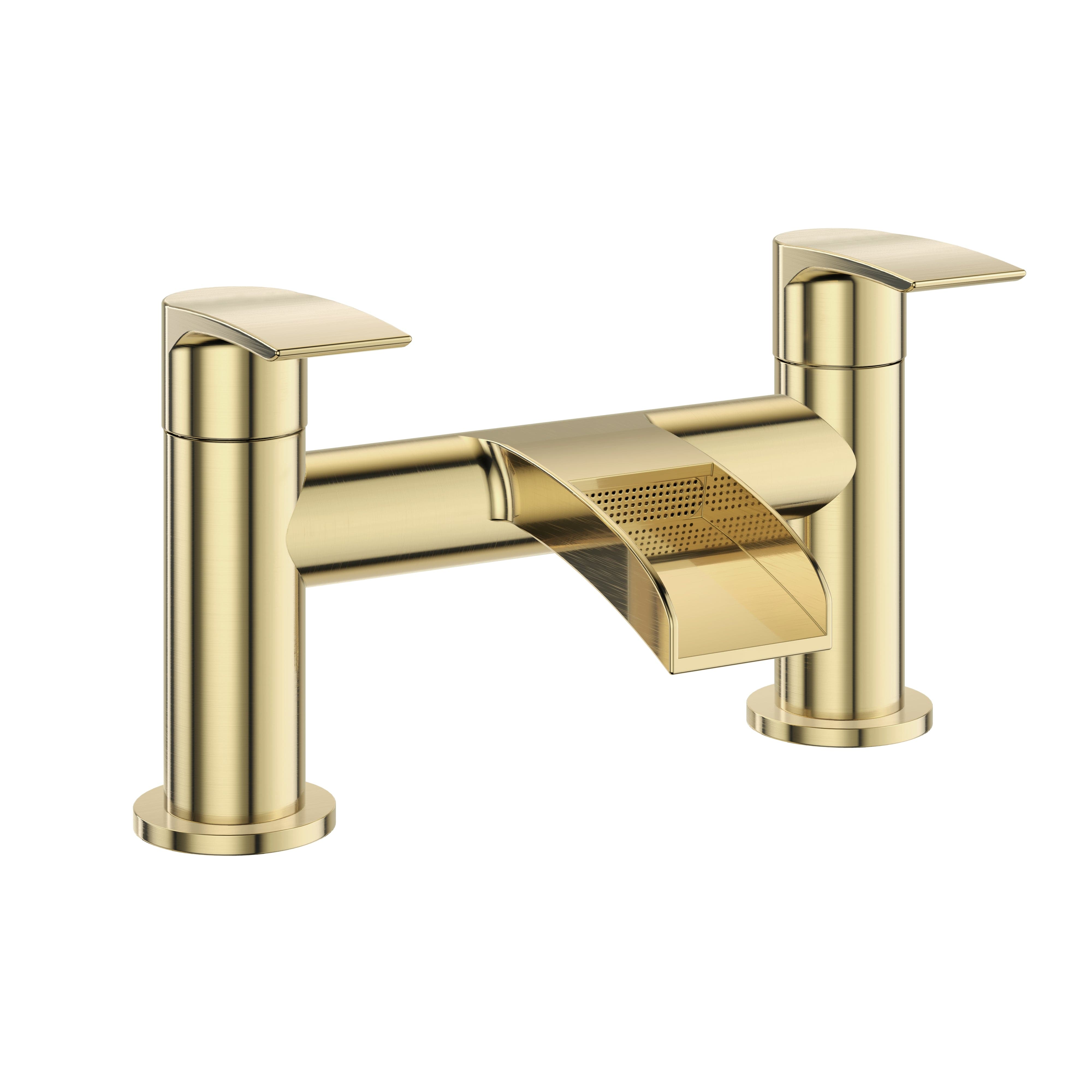 Symphony Round Waterfall Bath Filler Mixer Tap - Brushed Brass, elegant design, luxury bathroom taps, UK home improvement.