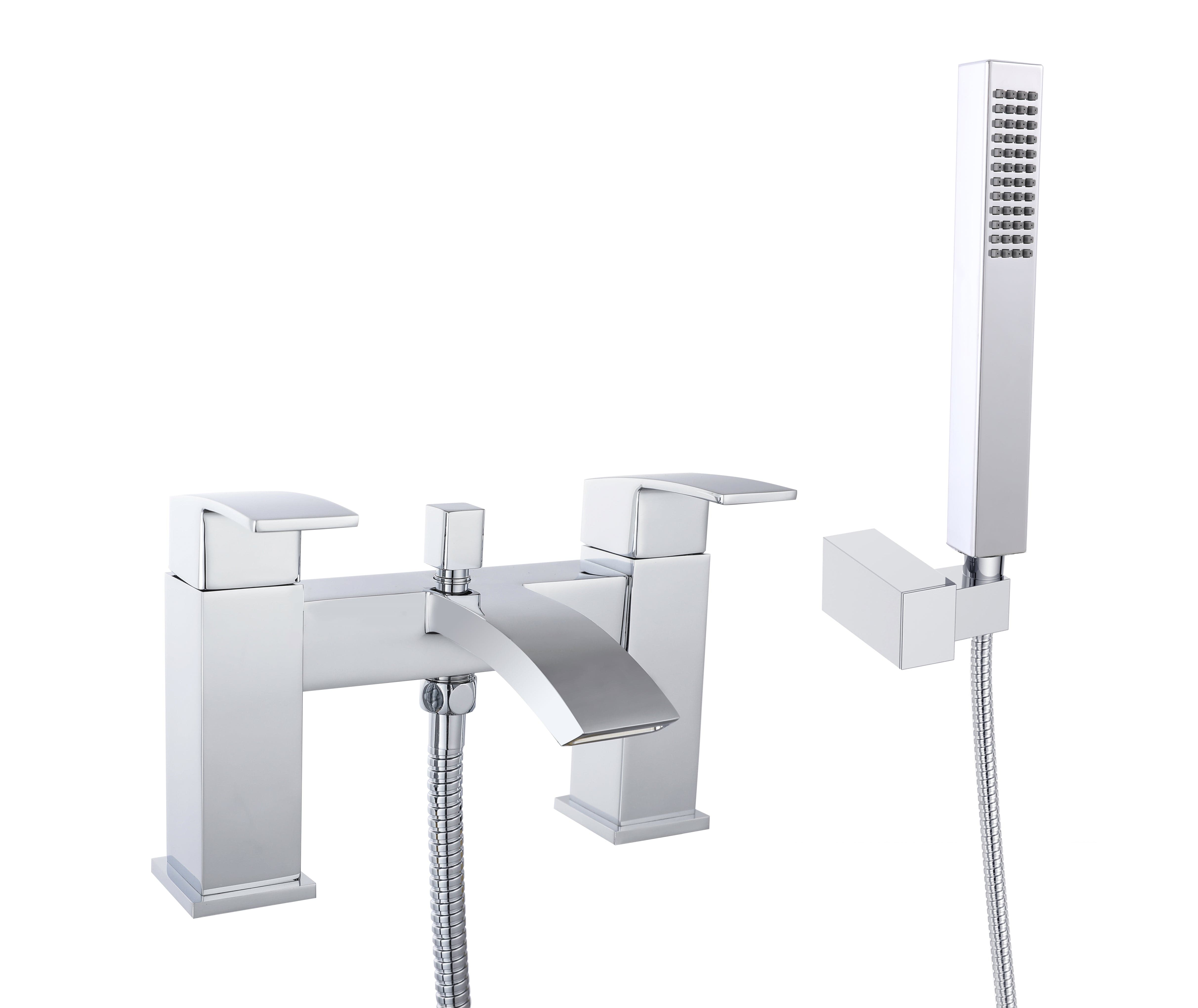 Trace Bath Shower Mixer Tap with Kit - Chrome. Stylish bathroom shower mixer, chrome finish, modern design. Buy now for UK homes.