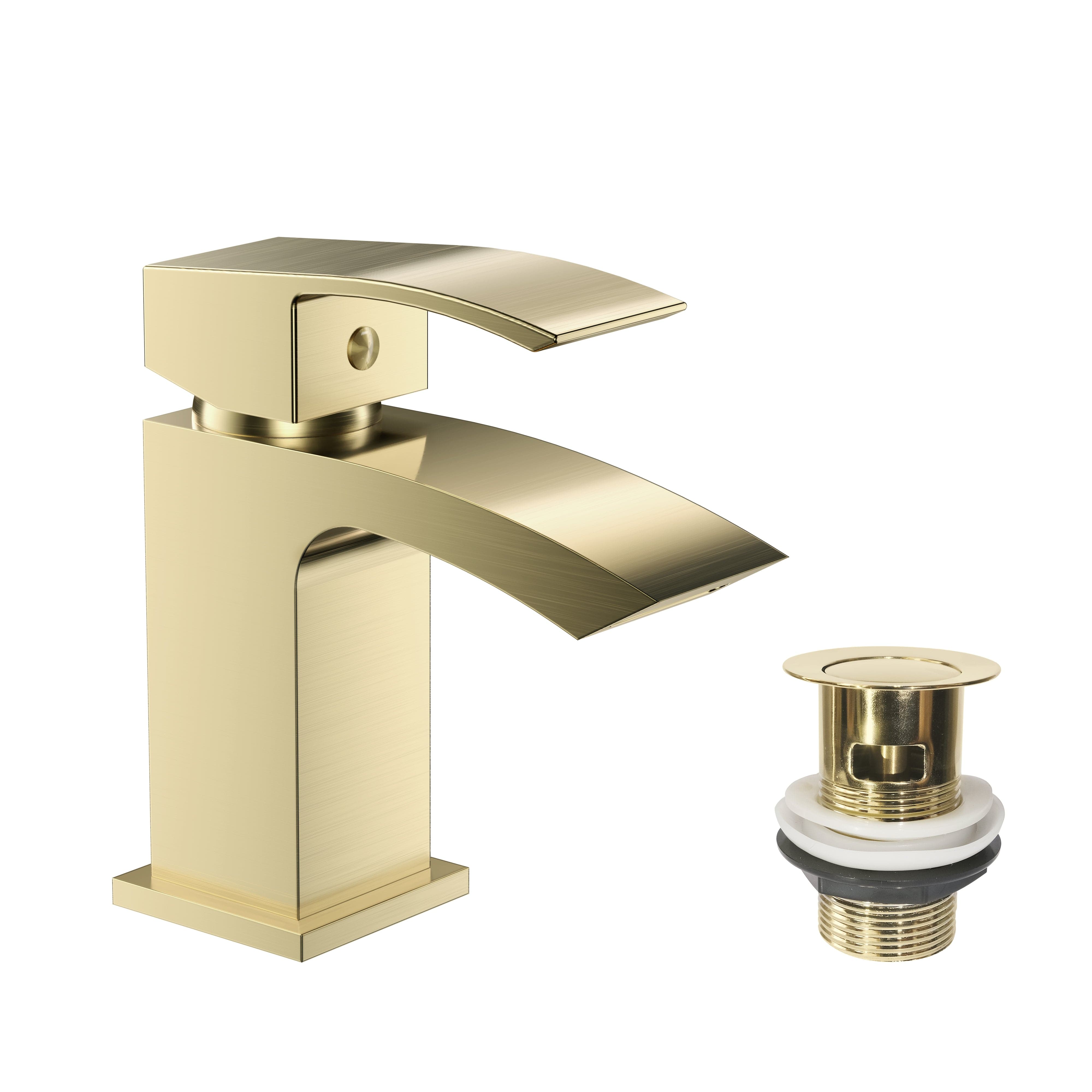 Trace Mono Basin Mixer Tap with Waste - Brushed Brass