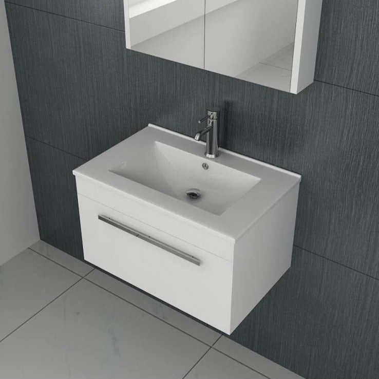 Venus 600 White WH unit and Slim basin - modern bathroom vanity set with ample storage, sleek design, ideal for UK homes