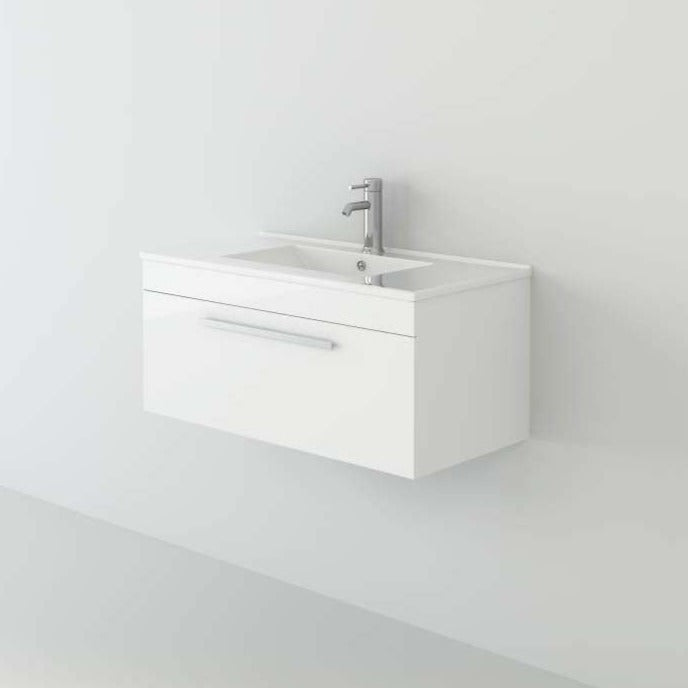 Venus 800 White WH unit and Slim basin, modern bathroom vanity with sleek design, ideal for small bathrooms. Buy now for contemporary bathroom solutions in the UK.