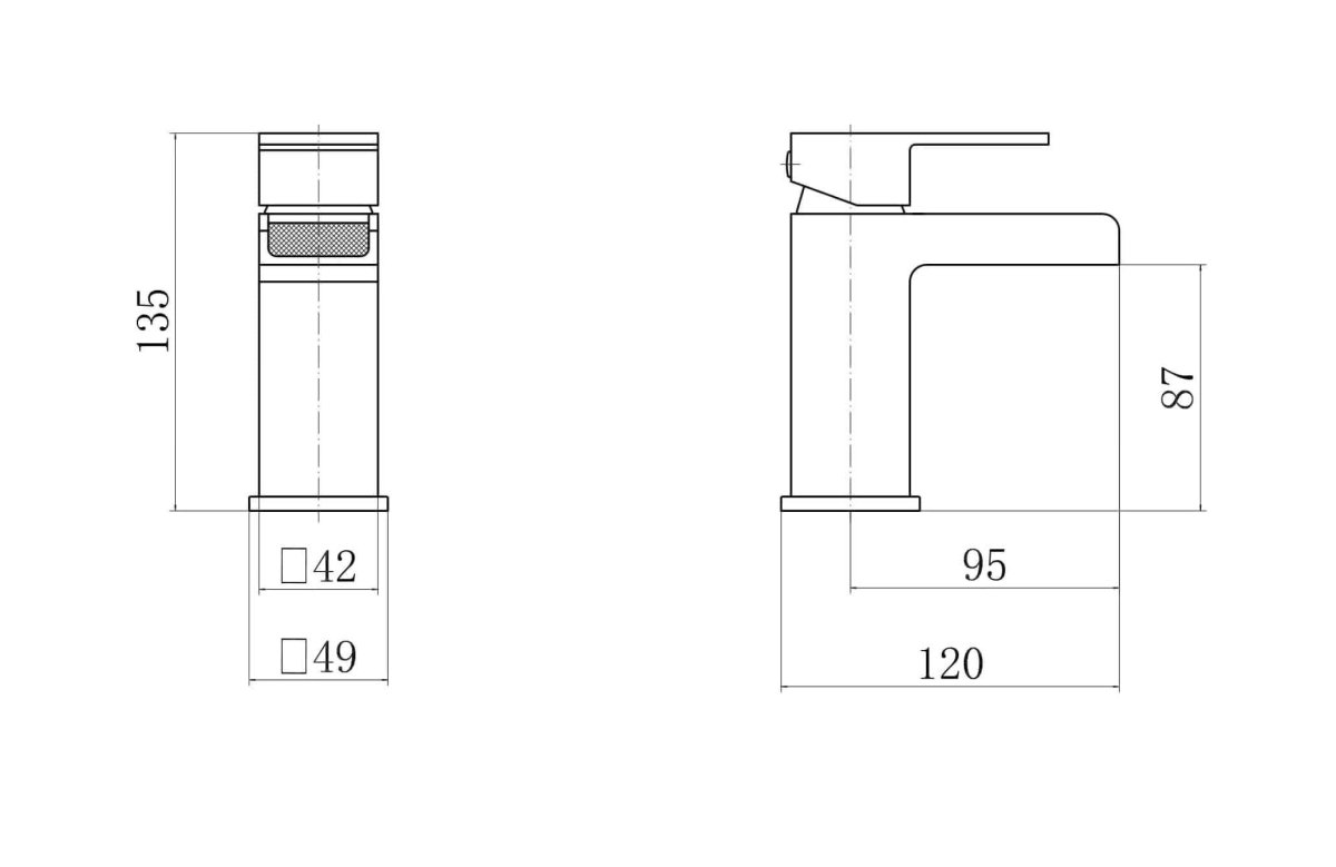 Kelvin Square Waterfall Mono Basin Mixer Tap with Waste