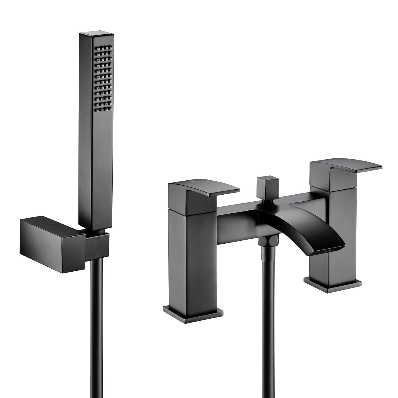 Trace Bath Shower Mixer Tap with Kit in Matt Black, featuring a modern design, durable construction, and a sleek finish - perfect for contemporary UK bathrooms.