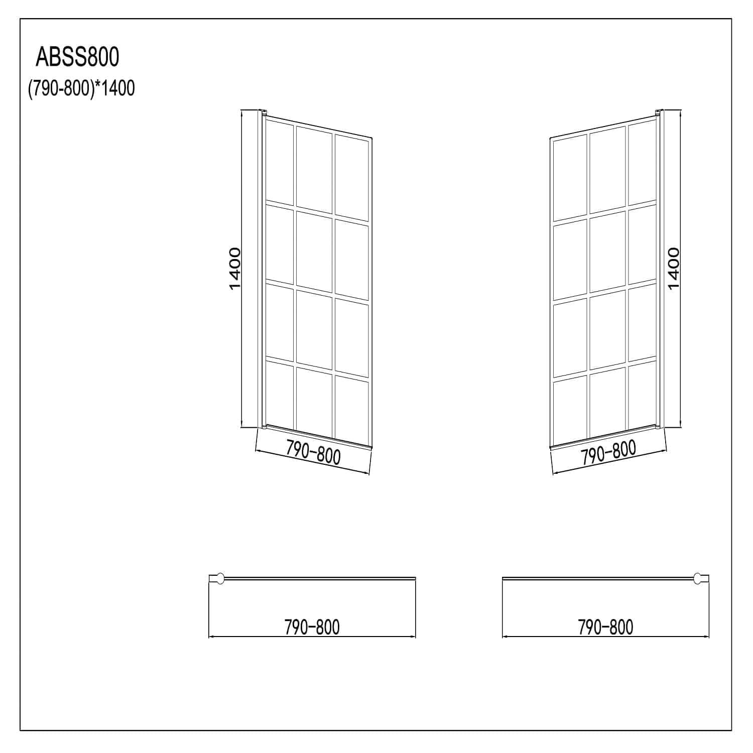 Modern Designer Folding Shower Bath Screen - 1400mm x 800mm - Matt Black