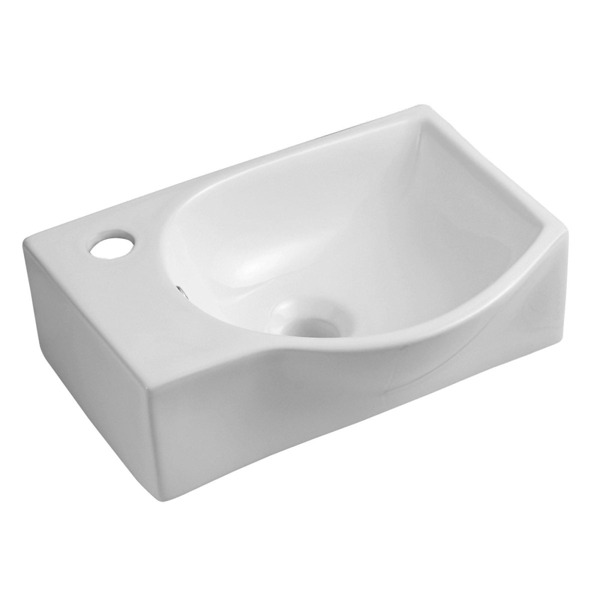 Modern Ceramic Small Cloakroom Wall Hung Basin - 395mm x 280mm - Gloss White