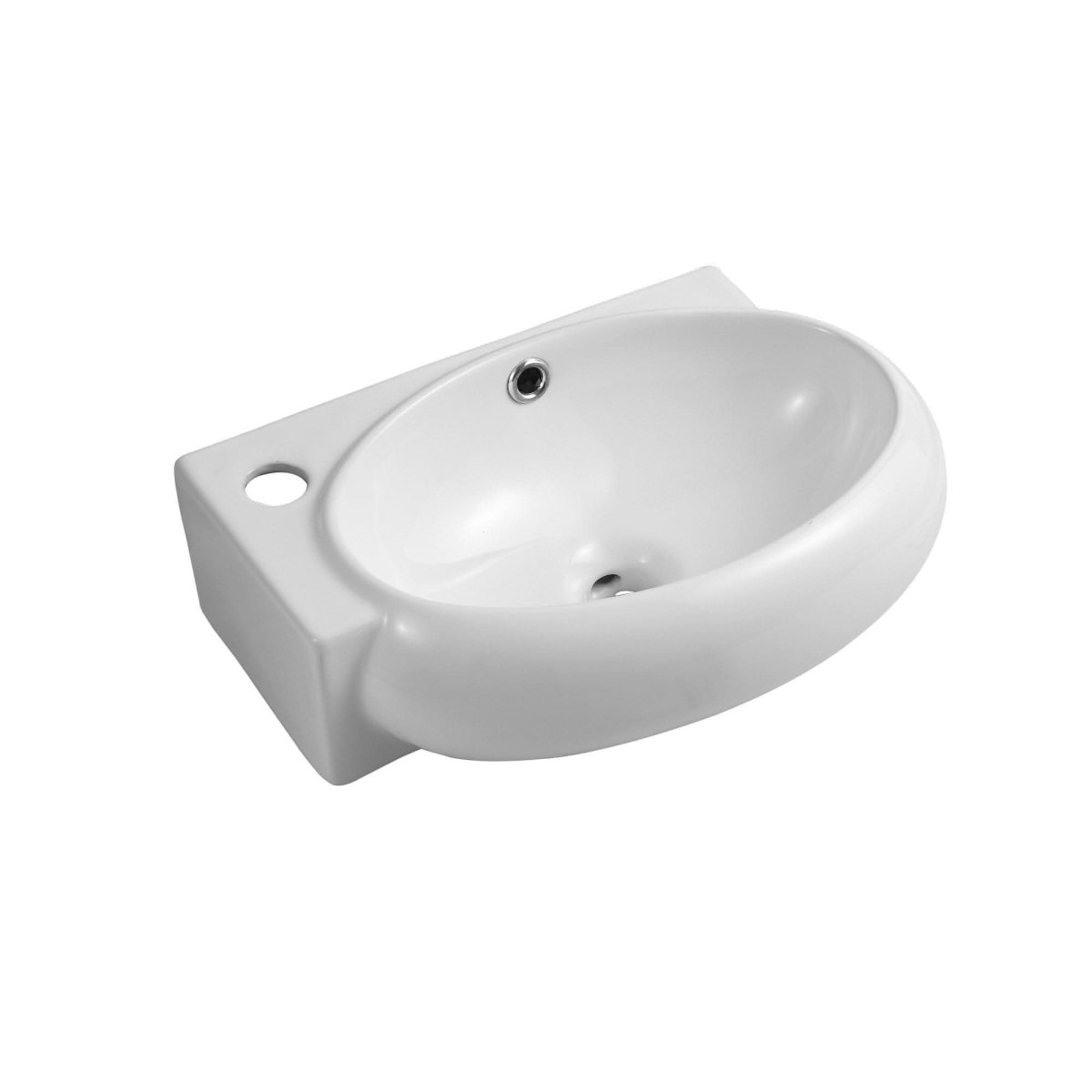 Modern Oval Ceramic Cloakroom Wall Hung Basin - 430mm x 285mm - Gloss White