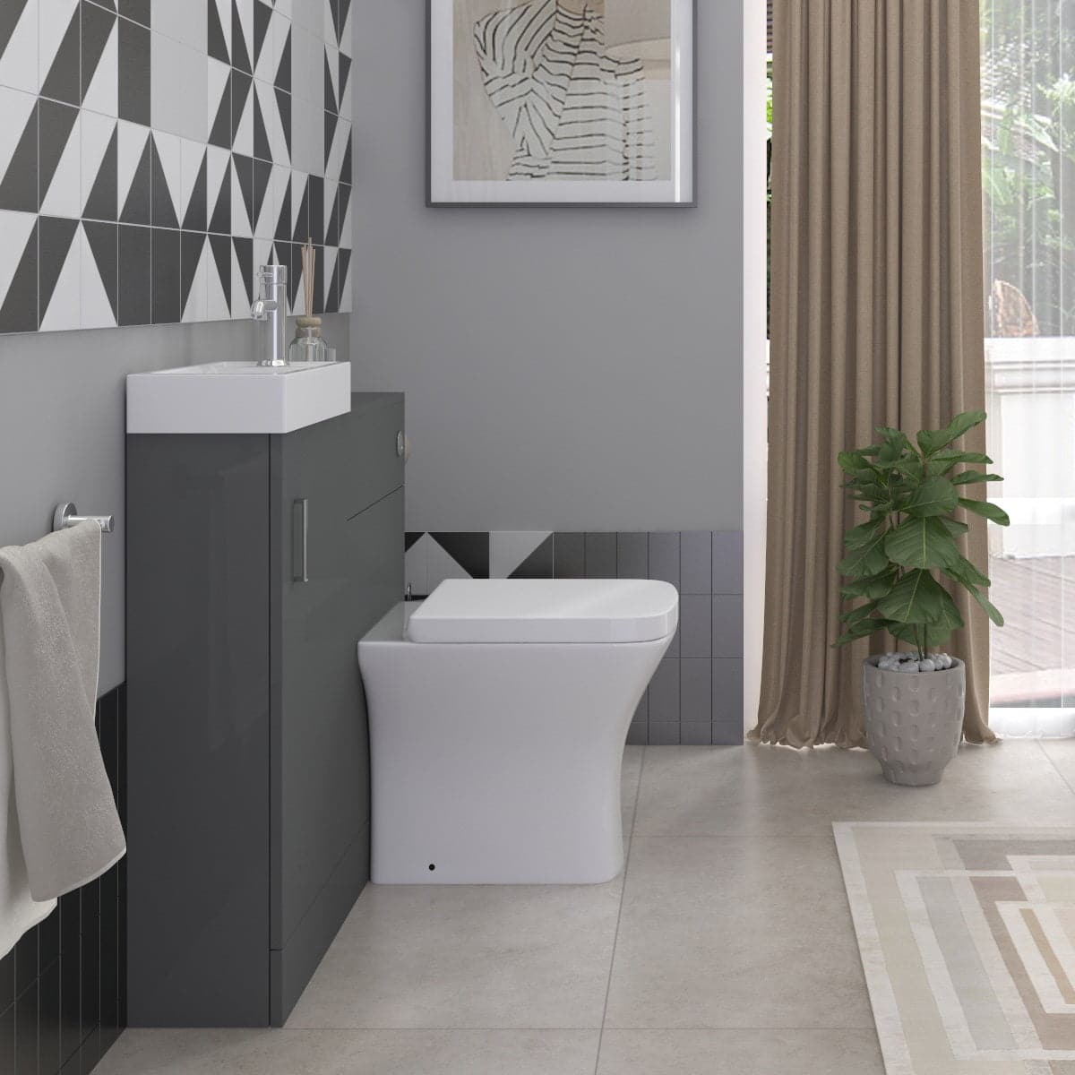 Mini Modern Flooratanding Bathroom Suite