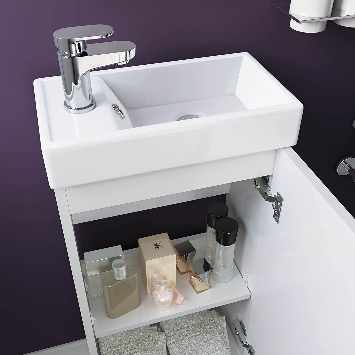 Mini Modern Cloakroom Bathroom Suite - Gloss White