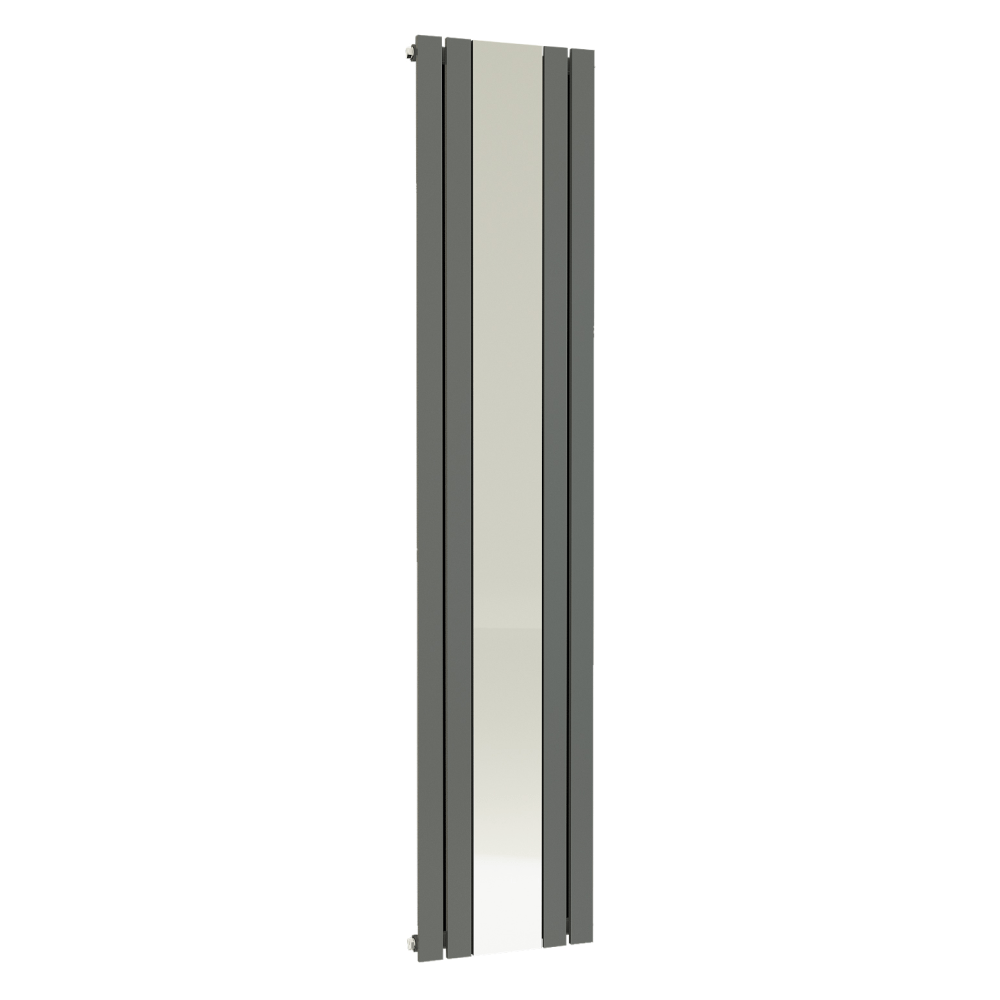 Belgravia Vertical Single Slim Flat Mirrored Panel Radiator Anthracite Grey