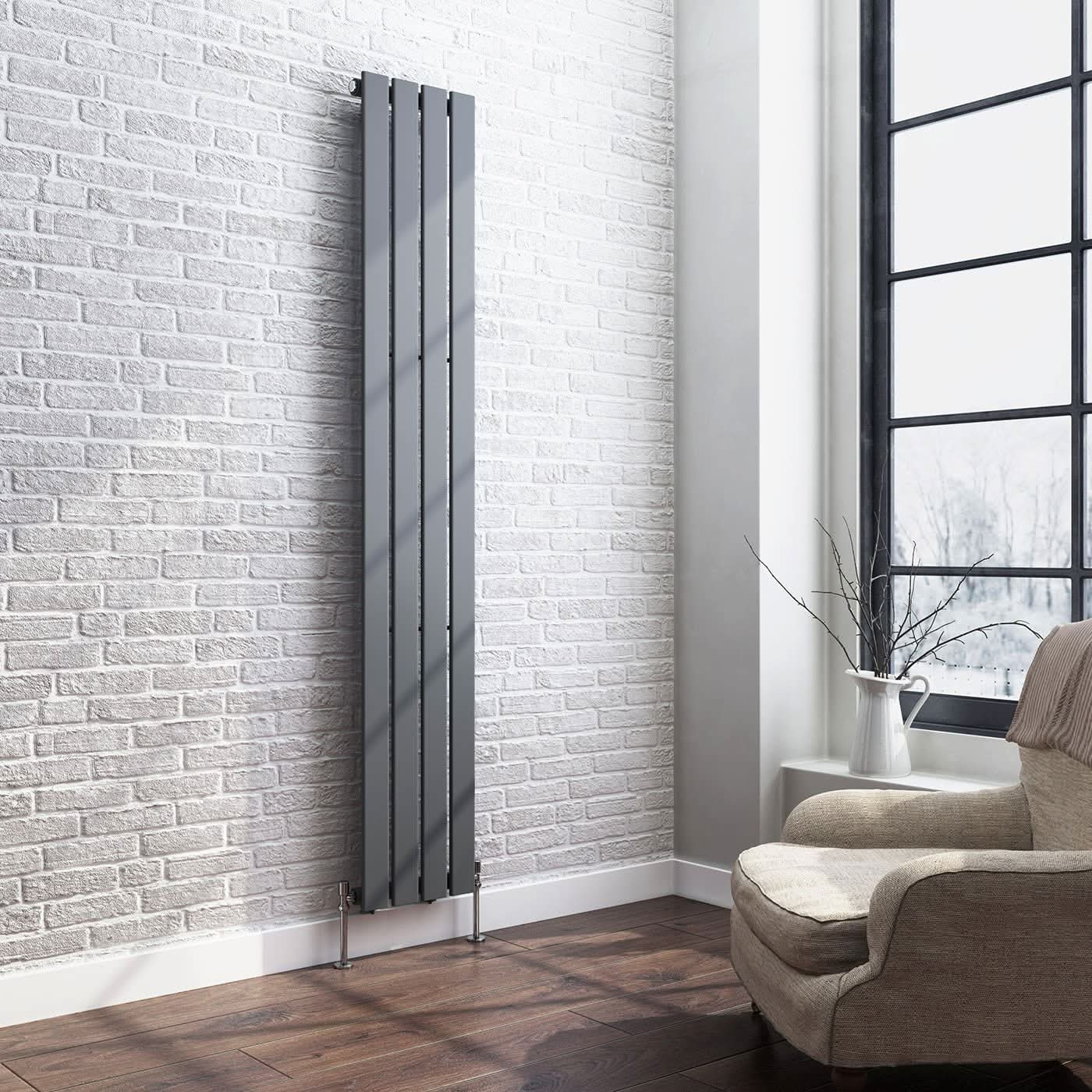 iBathUK Apex Vertical Single Slim Flat Panel Radiator, Designer Radiators, Slim Radiator