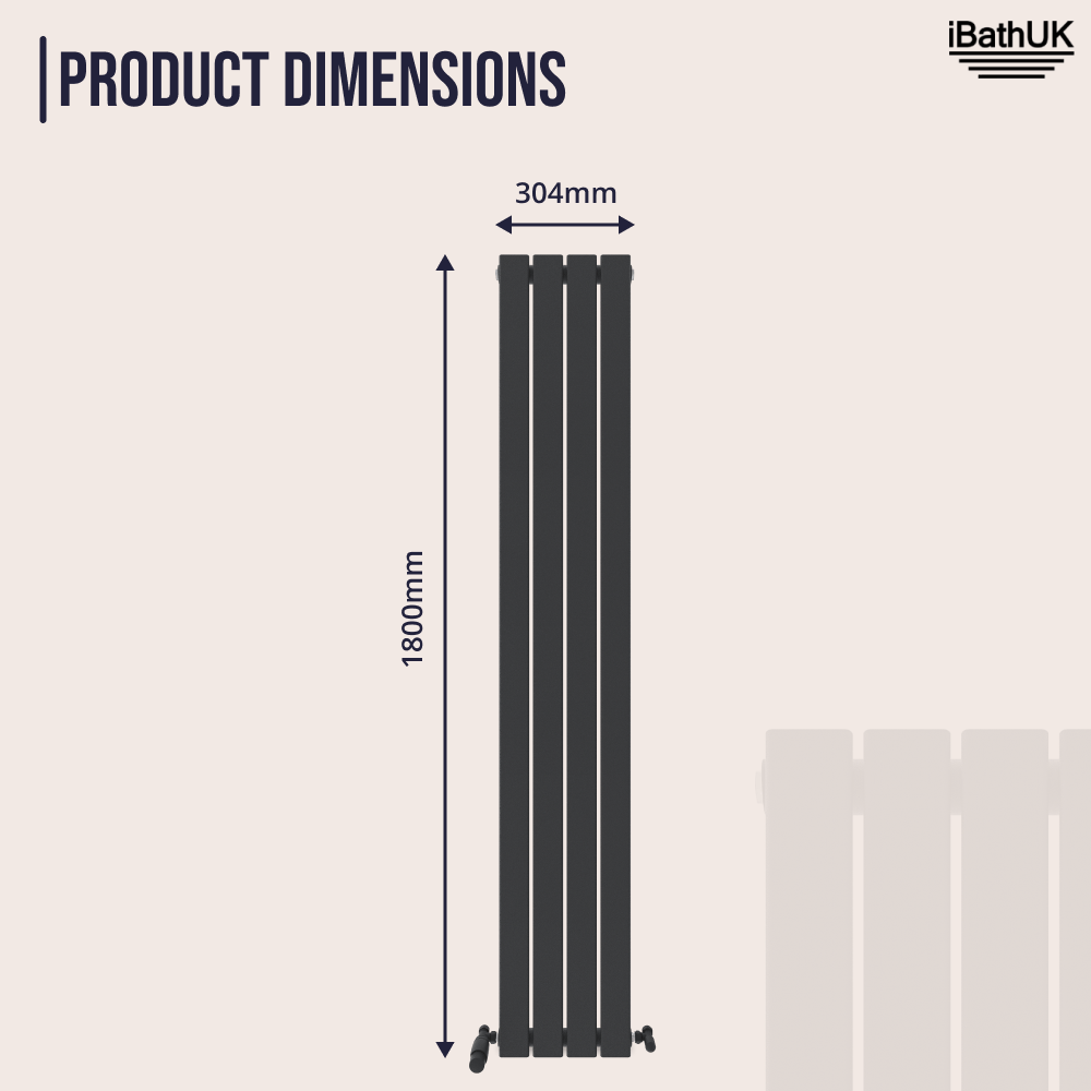 iBathUK Apex Vertical Single Slim Flat Panel Radiator, Designer Radiators, Slim Radiator