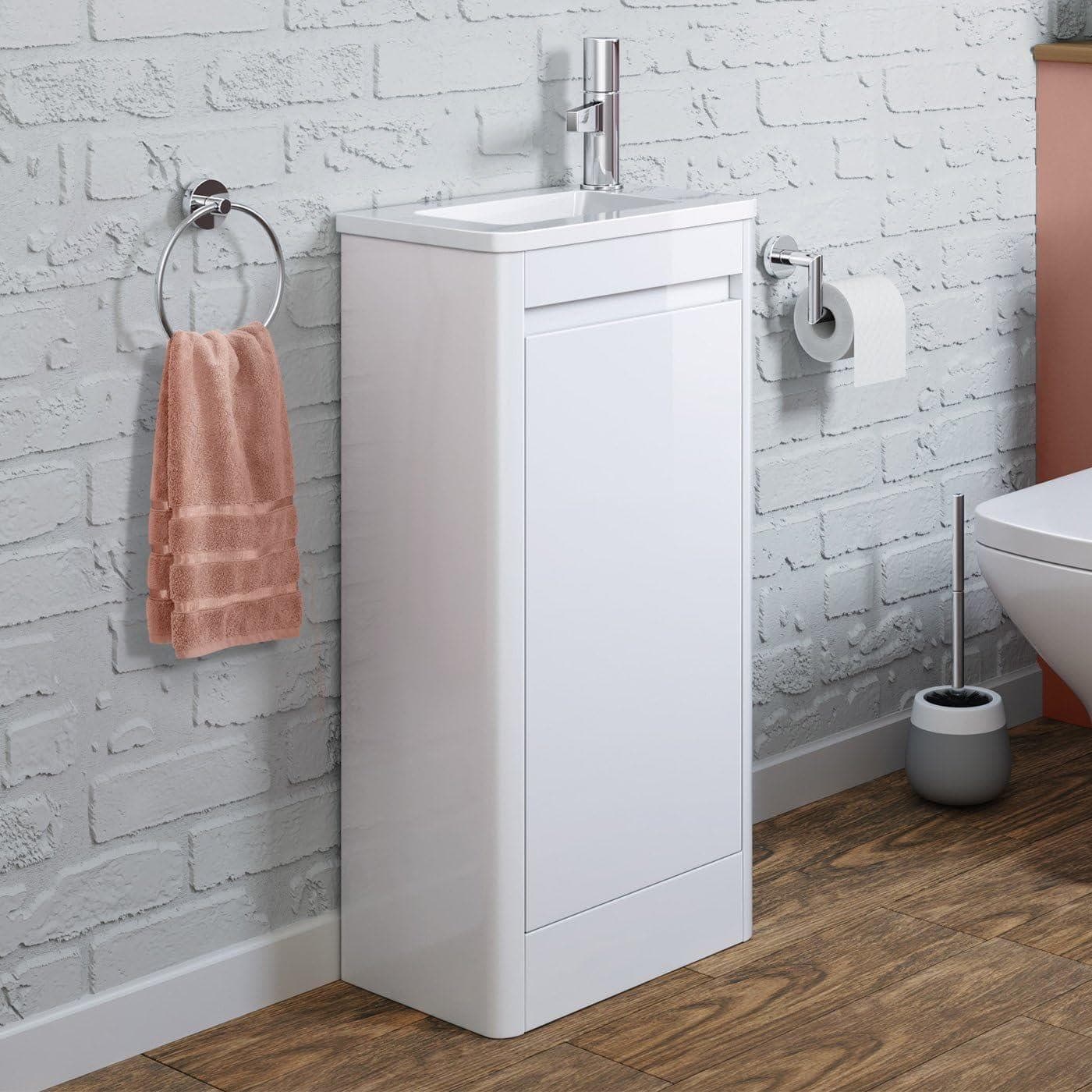 iBathUK Furniture > Vanity Units White RH iBathUK Vanity Unit Basin Sink Floor Standing Cloakroom RH LH Storage Unit Grey White