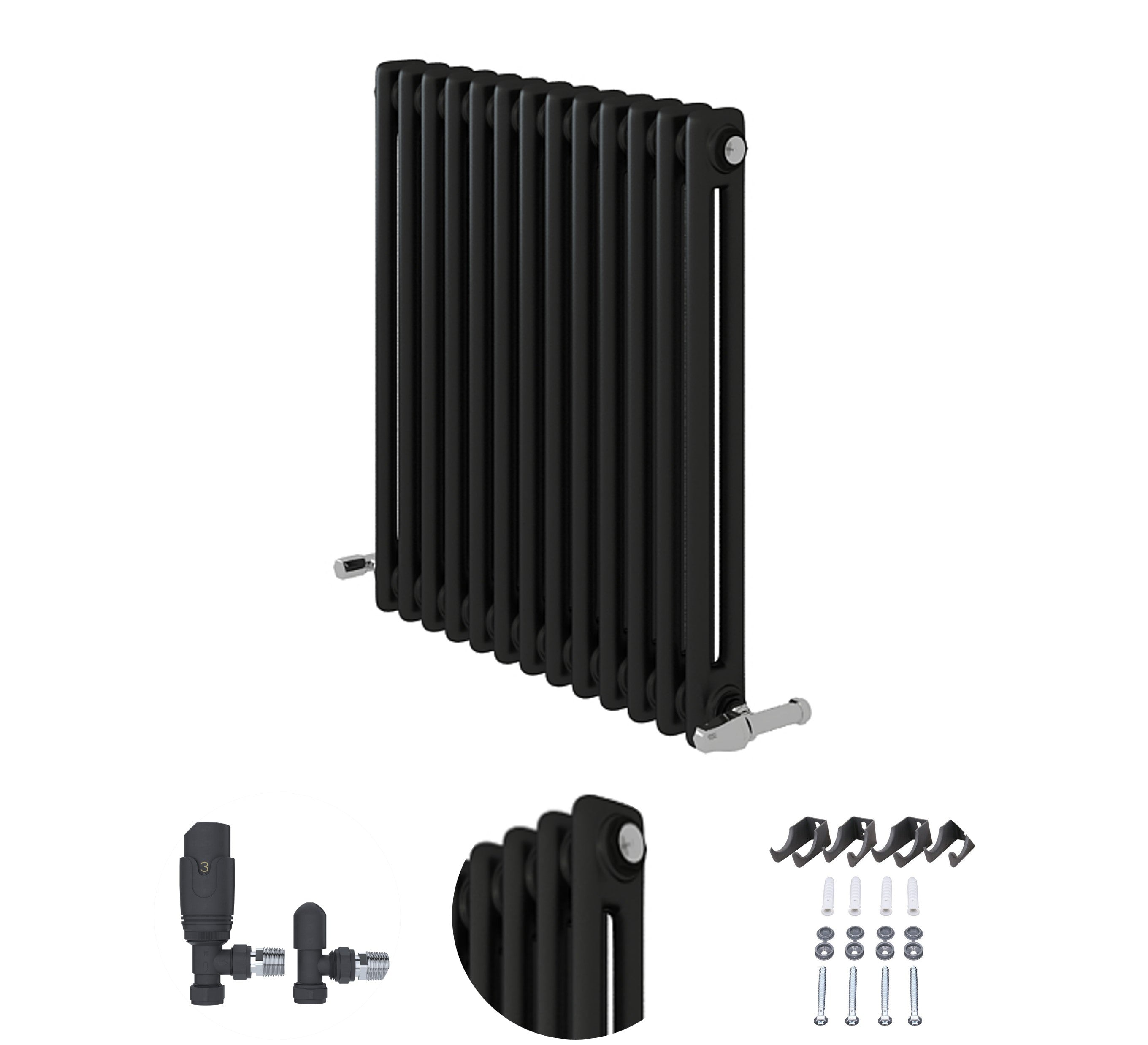 iBathUK Regency Horizontal Column Radiator, Double Panel Radiators, Slim Radiator for Bathroom,Kitchen,Living Room with Radiator Valve - Anthracite