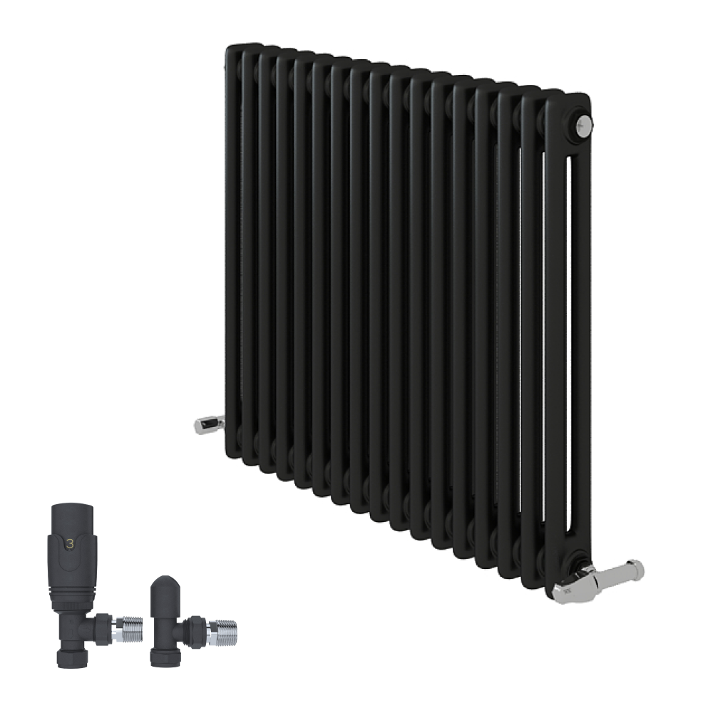 iBathUK Regency Horizontal Column Radiator, Double Panel Radiators, Slim Radiator for Bathroom,Kitchen,Living Room with Radiator Valve - Anthracite