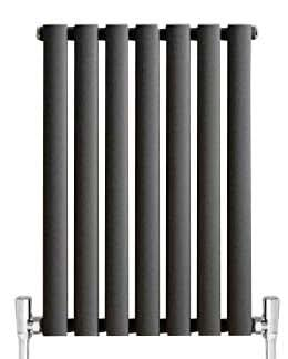 iBathUK Strata Vertical Radiators, Single Oval Panel Radiator Anthracite , Designer Radiators, Single Panel Radiators