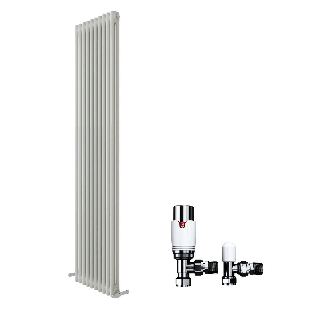 iBathUK Regency Tall Vertical Column Radiator, Double Panel Radiators, Slim Radiator, Wall Mounted for Bathroom,Kitchen,Living Room with Radiator Valve