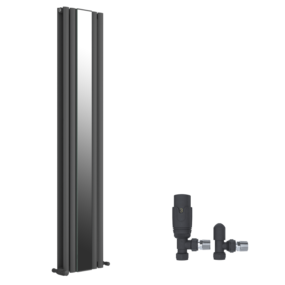 iBathUK Strata Anthracite Double Panel Mirror Radiator , Designer Radiators, Double Panel Radiators