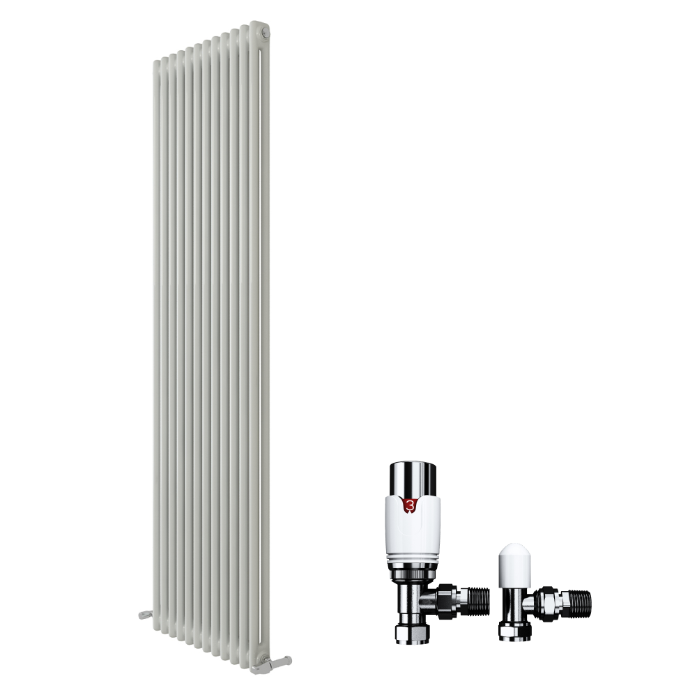 iBathUK Regency Tall Vertical Column Radiator, Double Panel Radiators, Slim Radiator, Wall Mounted for Bathroom,Kitchen,Living Room with Radiator Valve