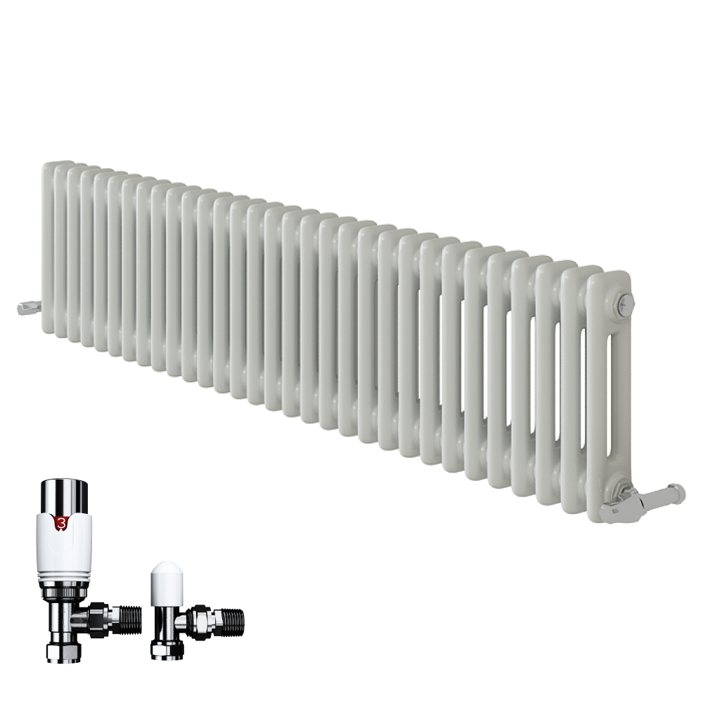 iBathUK Regency Horizontal Column Radiator, Double Panel Radiators, Slim Radiator for Bathroom,Kitchen,Living Room with Radiator Valve - Anthracite