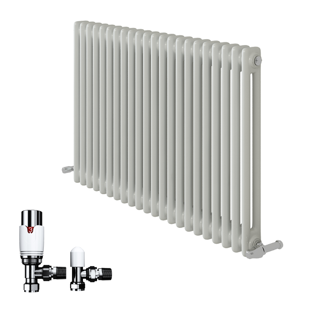 iBathUK Regency Horizontal Column Radiator, Double Panel Radiators, Slim Radiator for Bathroom,Kitchen,Living Room with Radiator Valve - Anthracite