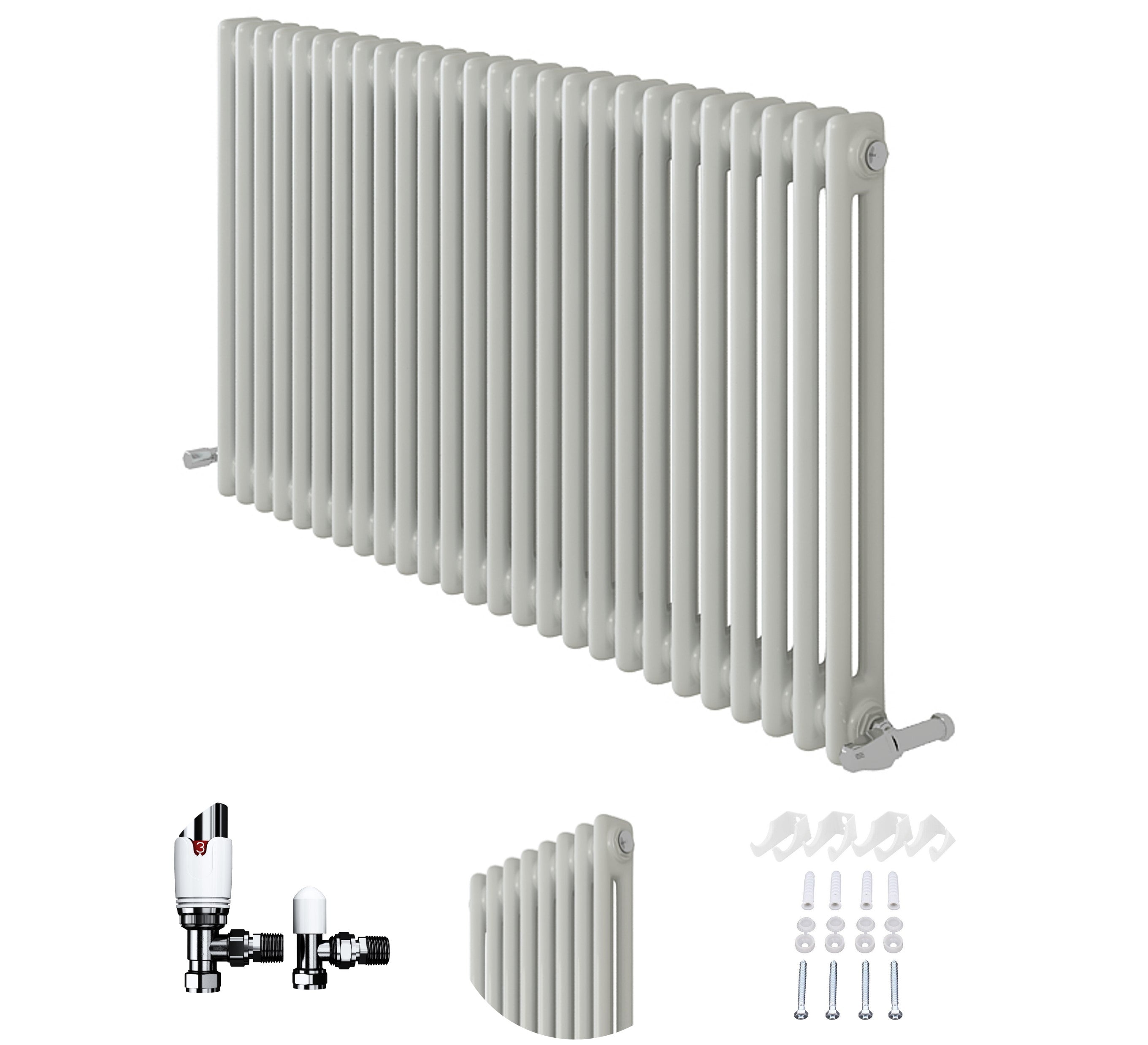 iBathUK Regency Horizontal Column Radiator, Double Panel Radiators, Slim Radiator for Bathroom,Kitchen,Living Room with Radiator Valve - Anthracite