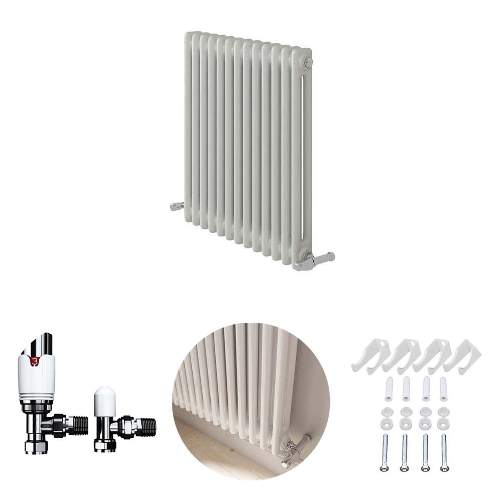 iBathUK Regency Horizontal Column Radiator, Double Panel Radiators, Slim Radiator for Bathroom,Kitchen,Living Room with Radiator Valve - Anthracite