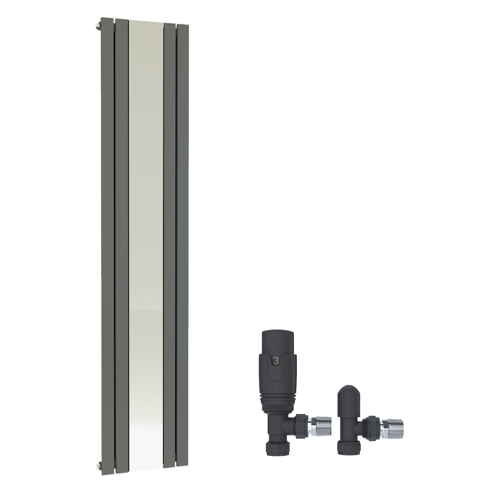 iBathUK Apex Vertical Single Panel Radiator, Single Slim Flat Mirrored Panel Radiator, Designer Radiator