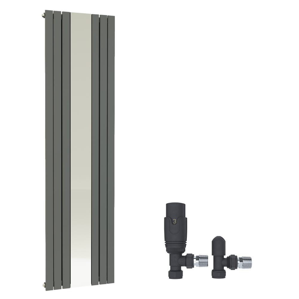 iBathUK Apex Vertical Single Panel Radiator, Single Slim Flat Mirrored Panel Radiator, Designer Radiator