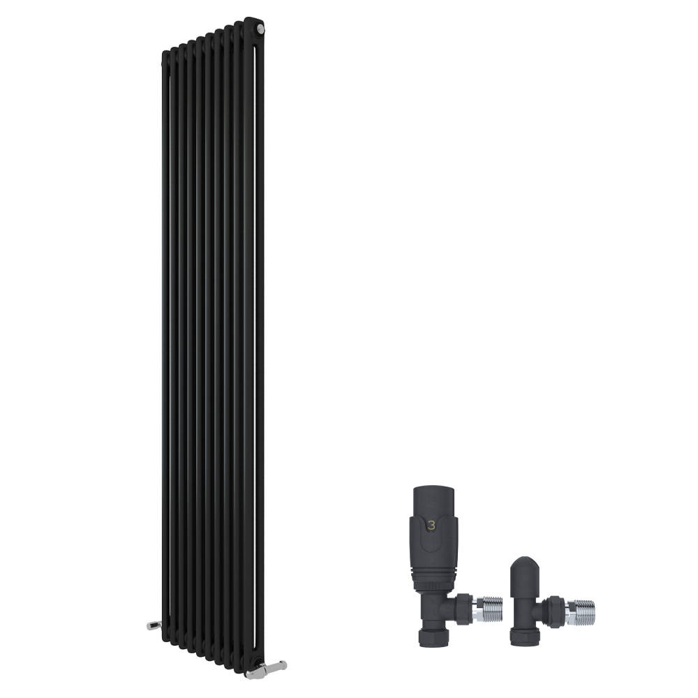 iBathUK Regency Tall Vertical Column Radiator, Double Panel Radiators, Slim Radiator, Wall Mounted for Bathroom,Kitchen,Living Room with Radiator Valve