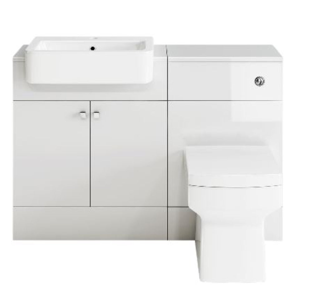 Stylish white vanity unit with two sinks, sleek chrome taps, and a spacious mirror.