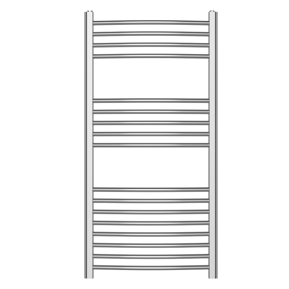 Curved Heated Towel Rail Bathroom Radiator - Chrome