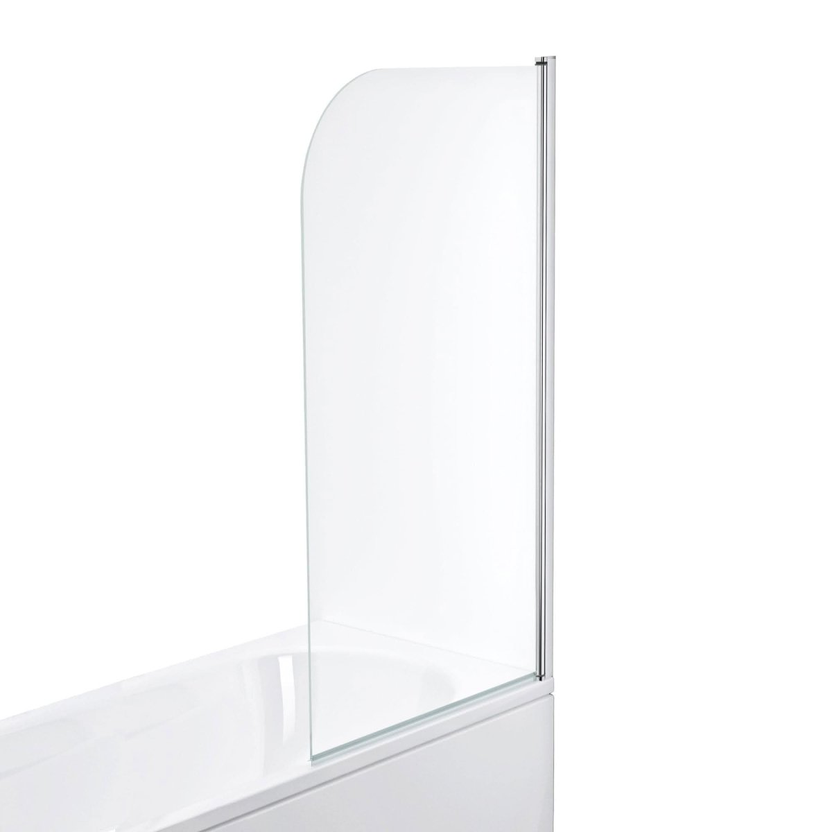 Modern Curved Edge Straight Bath Screen - 6mm Glass - 1400mm x 800mm - Chrome