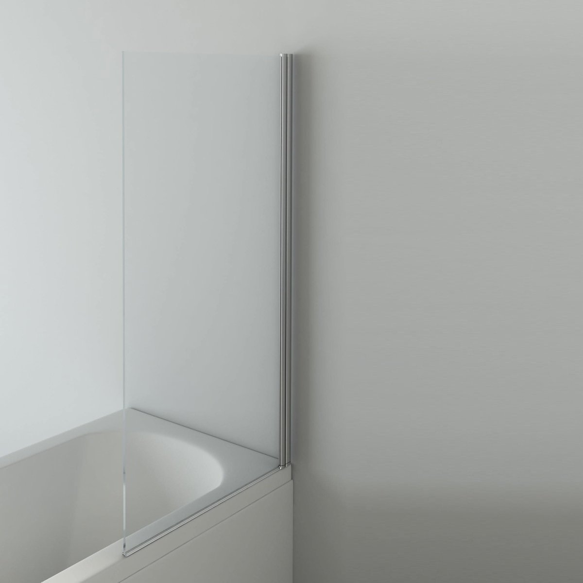 Modern Square Edge Straight Bath Screen - 6mm Glass - 1400mm x 800mm - Chrome