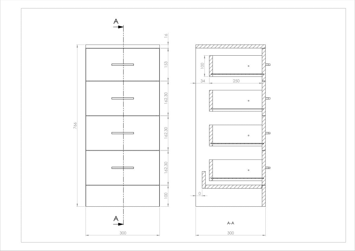 Mars 4 Drawer Storage Unit - Gloss White - Drawer Options