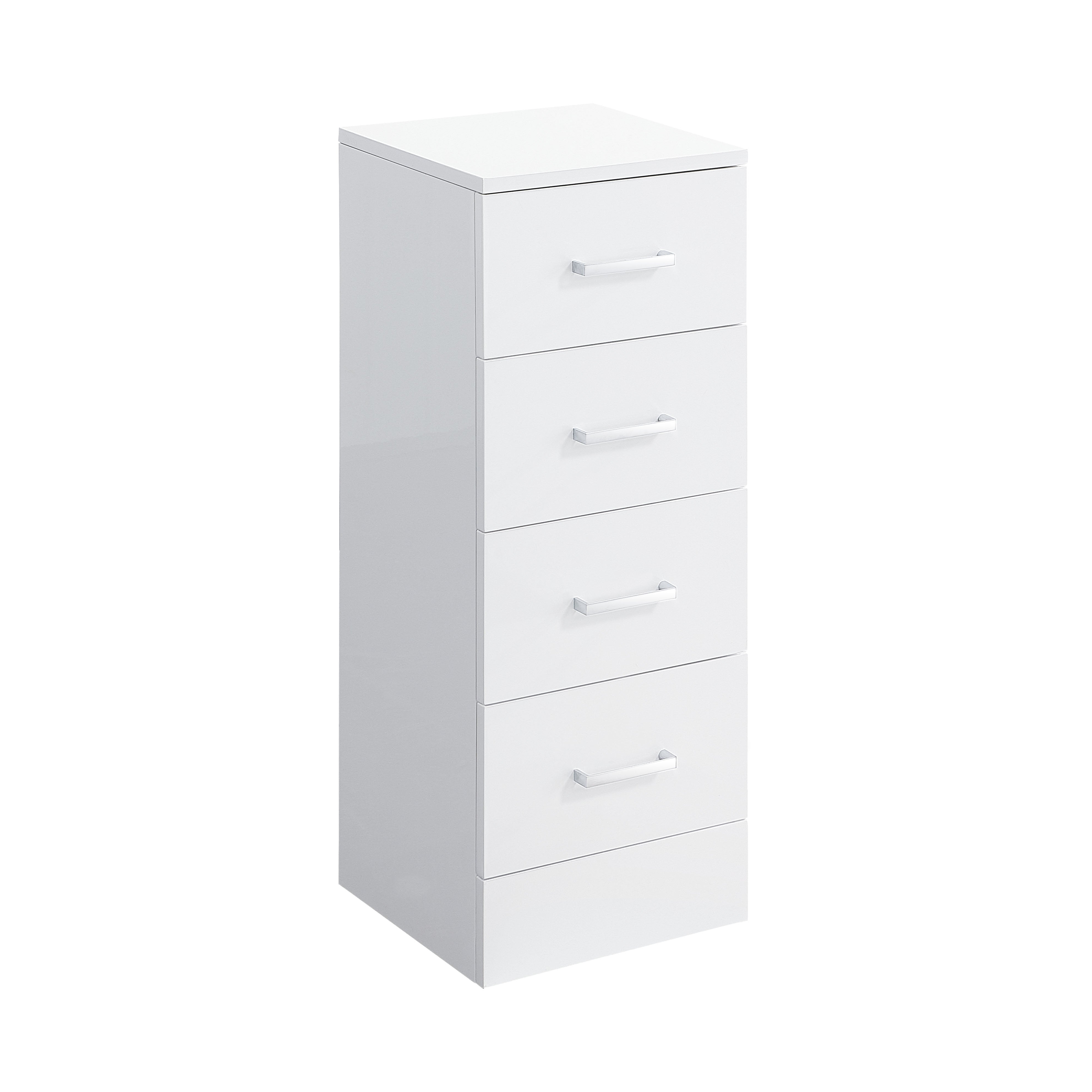 Mars 4 Drawer Storage Unit in Gloss White - Stylish and Modern Bathroom Storage Solution, Trendy Home Decor, Space-Saving Furniture, Ideal for Organizing Bathroom Essentials.