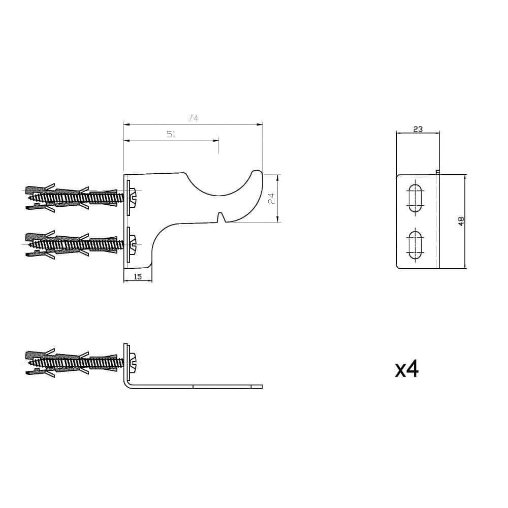 Princia Mirrored Radiator Bracket Pack inc. bleed valve