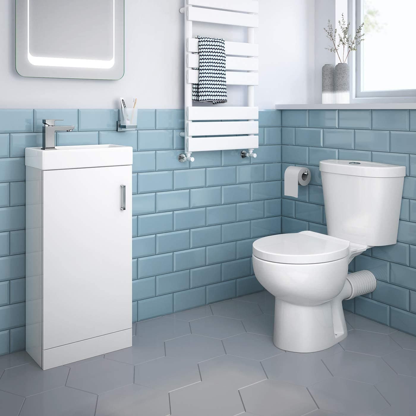 Mini Modern Cloakroom Bathroom Suite - Gloss White
