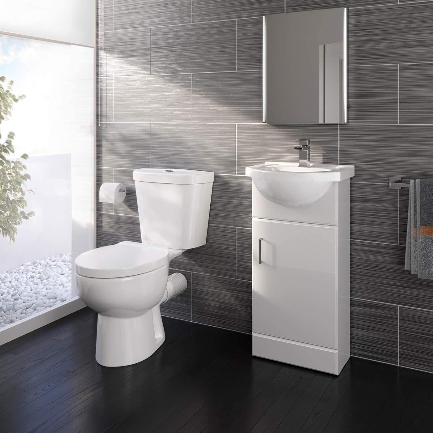 Petite Modern Cloakroom Bathroom Suite - Gloss White