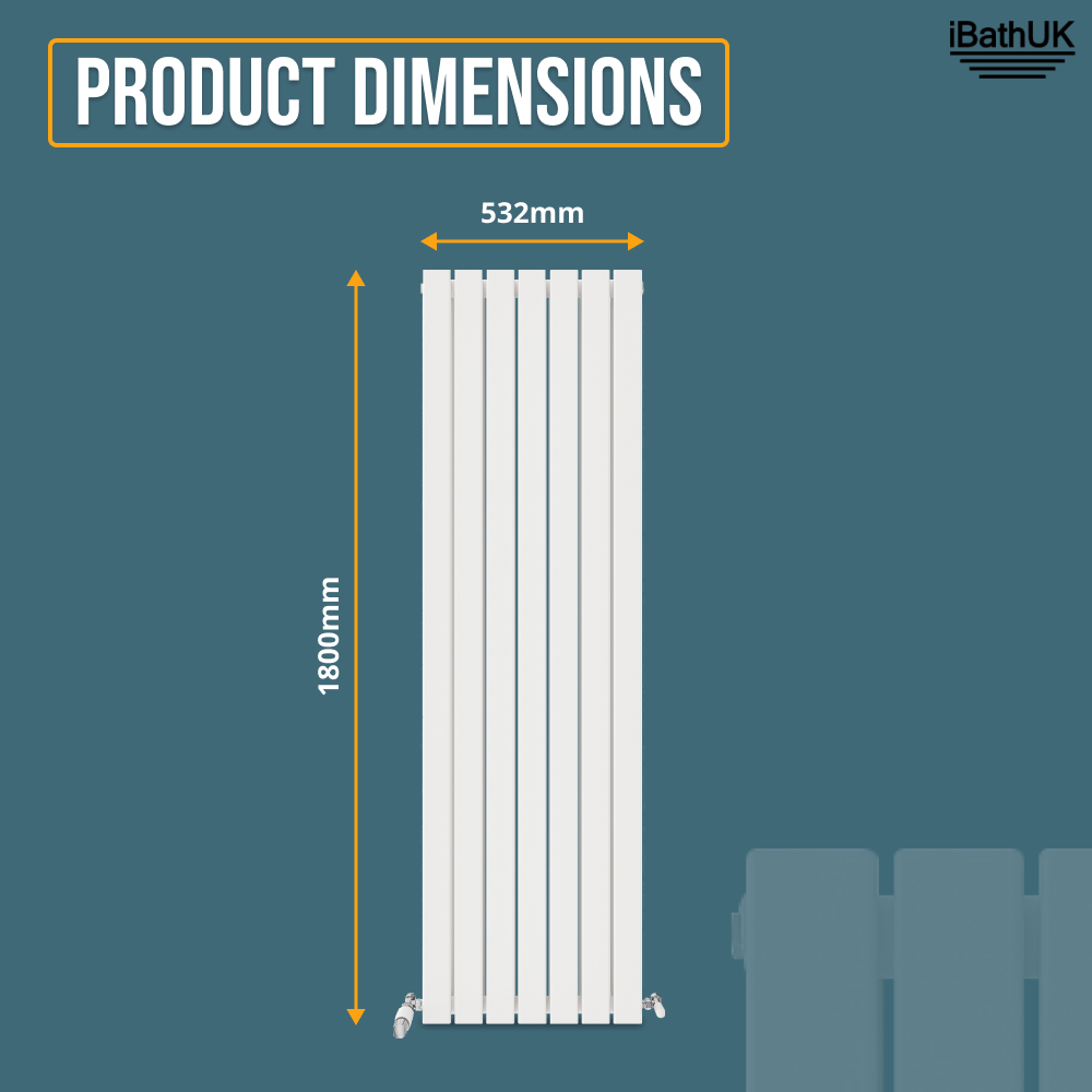 iBathUK Apex Vertical Double Slim Flat Panel Radiator, Designer Radiator, Vertical Radiators